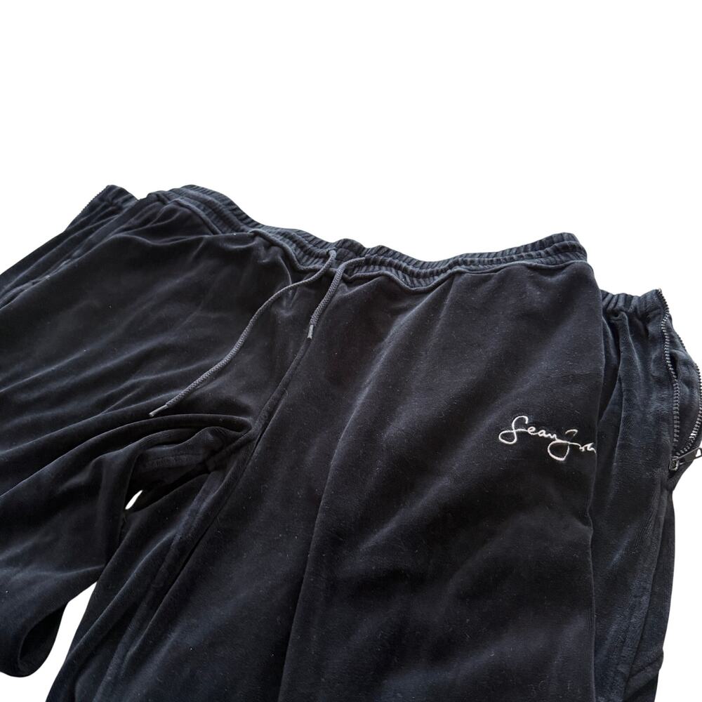 Sean John Black Velour Track Pants Men’s XL Baggy Y2K Hip Hop Embroidered